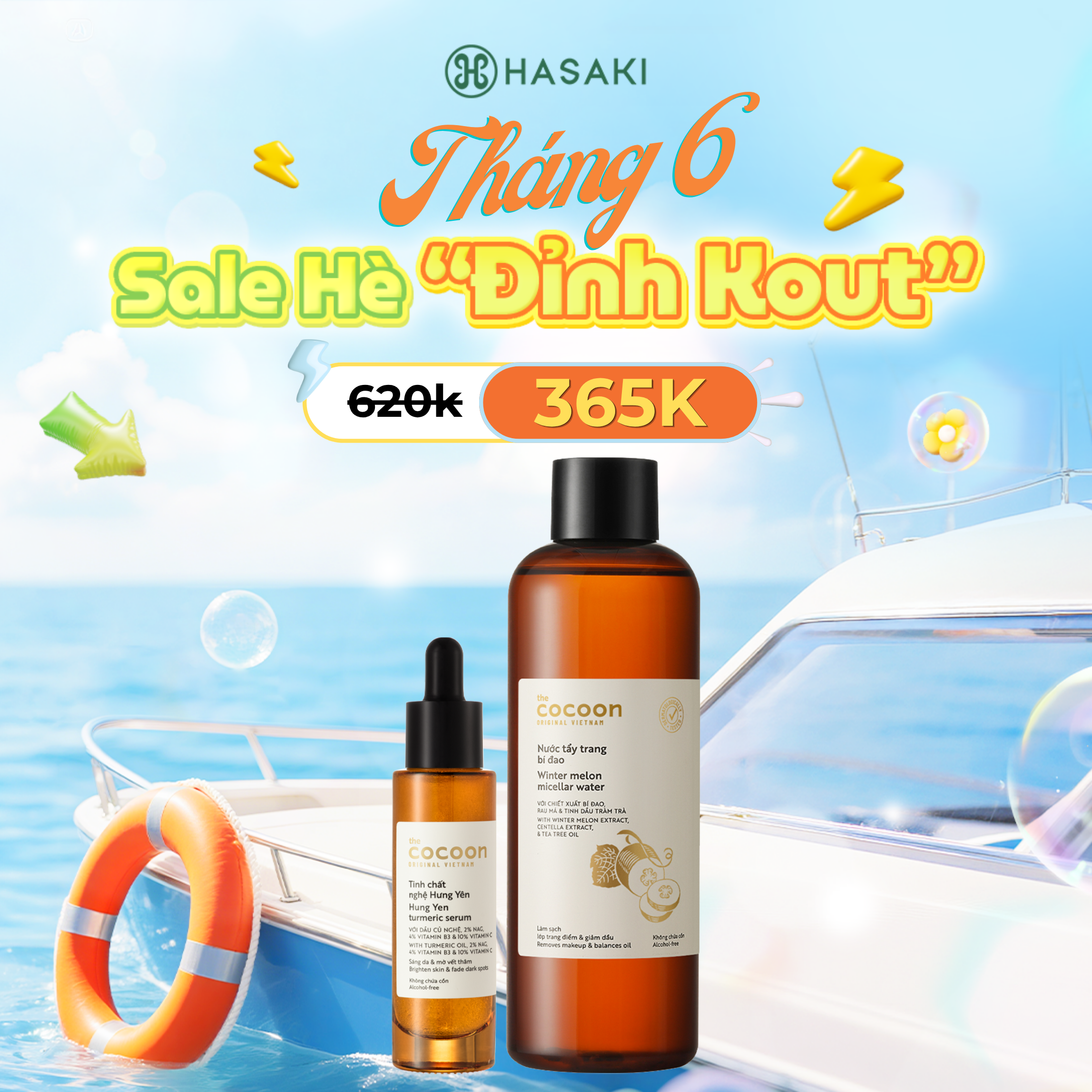 [SIÊU GIẢM GIÁ] Combo Cocoon Tinh Chất Nghệ Hưng Yên 30ml + Nước Tẩy Trang Bí Đao 500ml Hasaki Sản Phẩm Chính Hãng