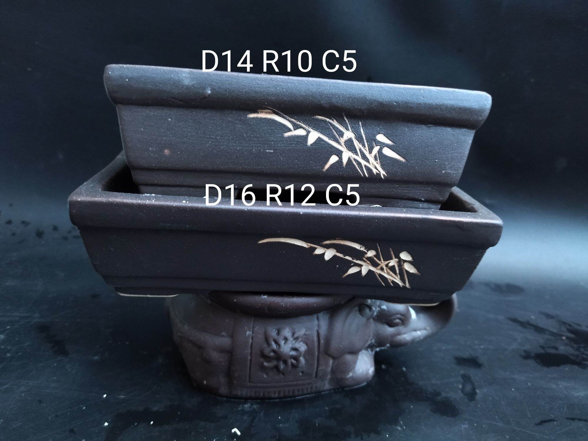 bộ 2 chậu chữ nhật bonsai