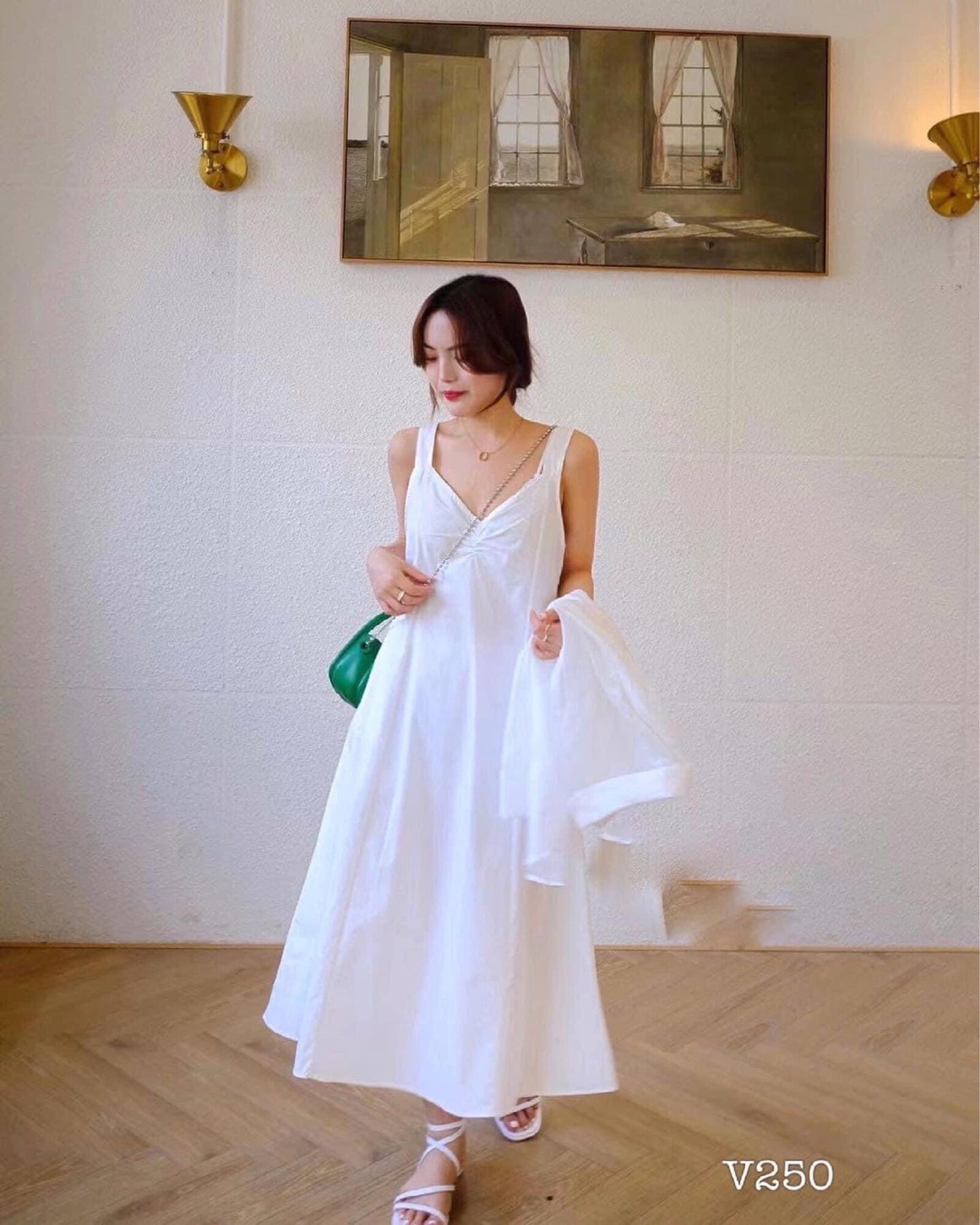 Váy 2 dây thô đũi rúm ngực lưng chun (Ảnh thật/sẵn)