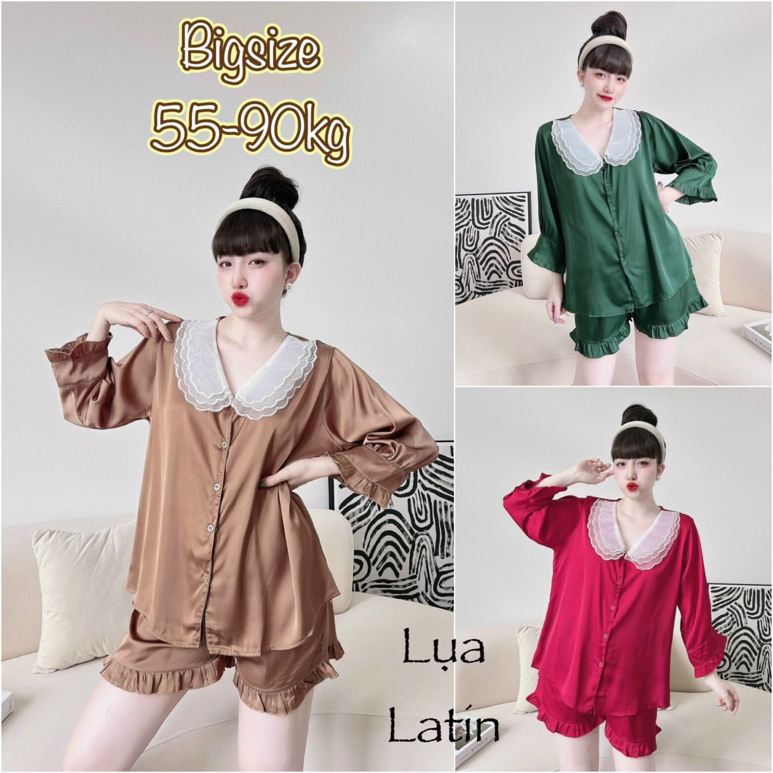 Đồ bộ bigsize lụa latin cao cấp - đồ bộ mặc nhà xinh