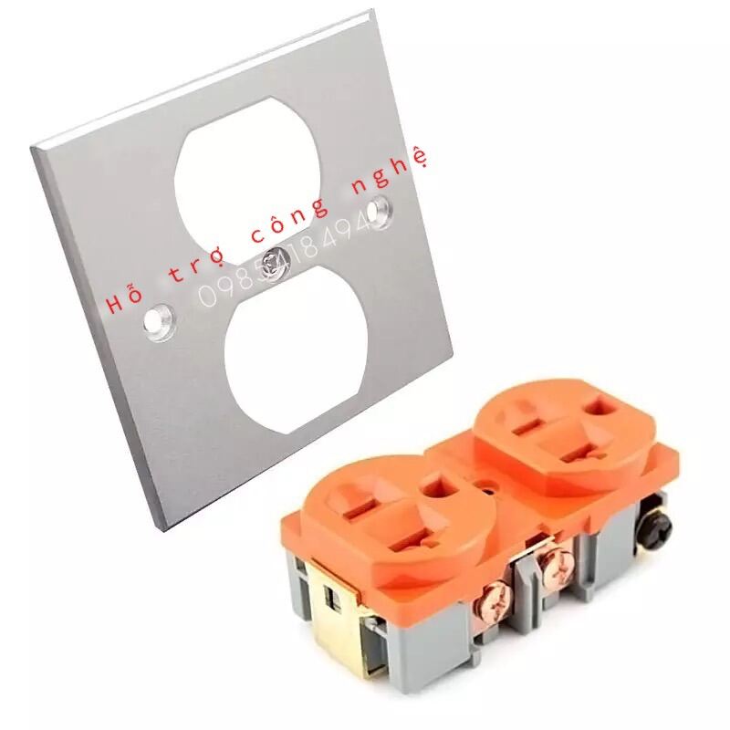 Ổ cắm amply chuẩn mỹ + mặt nhôm phay ( ảnh thật)