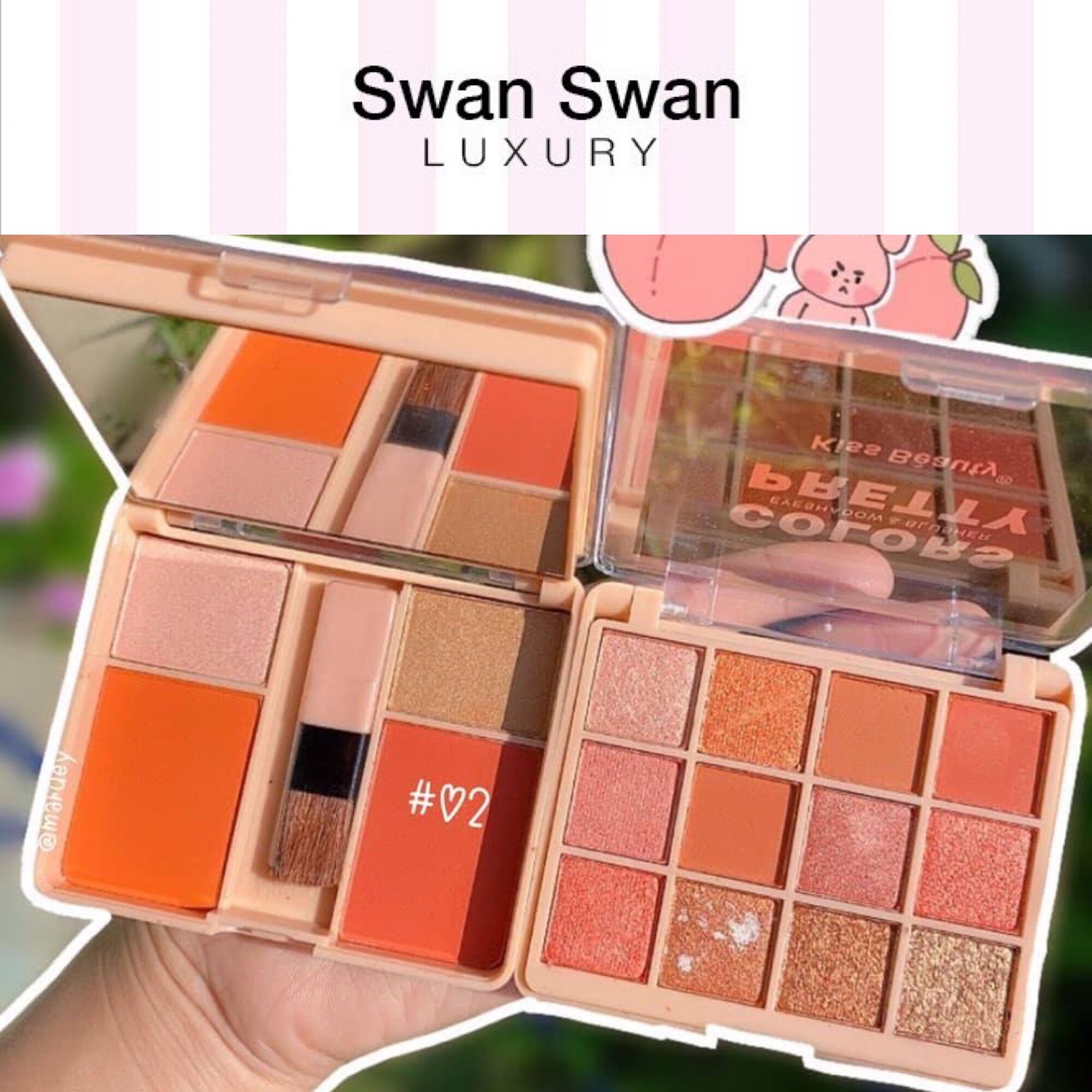 Phấn má hồng và phấn mắt kèm cọ kiss beauty