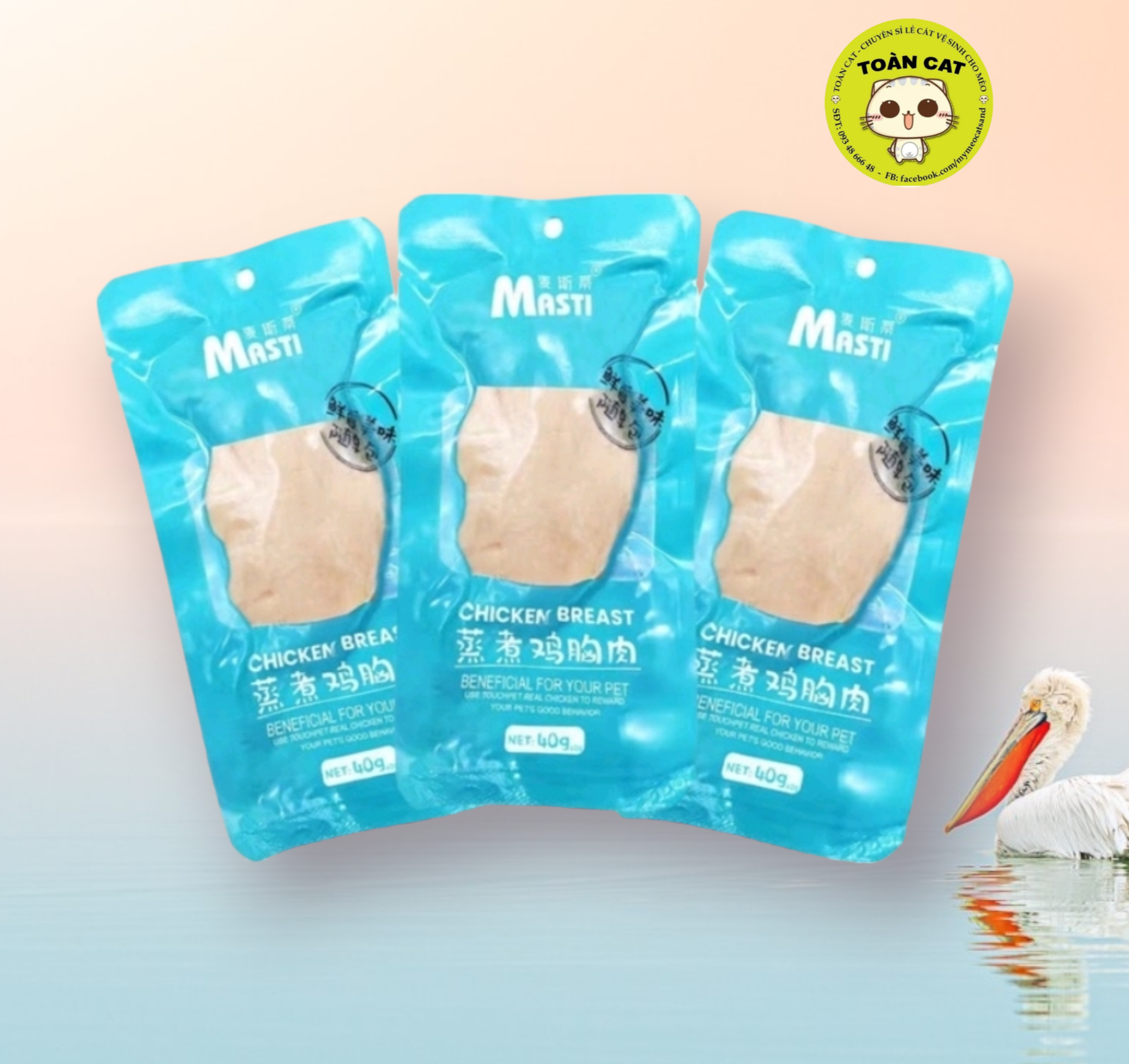 Combo 10 gói ức gà hấp masti 40g - ức gà hấp ăn liền