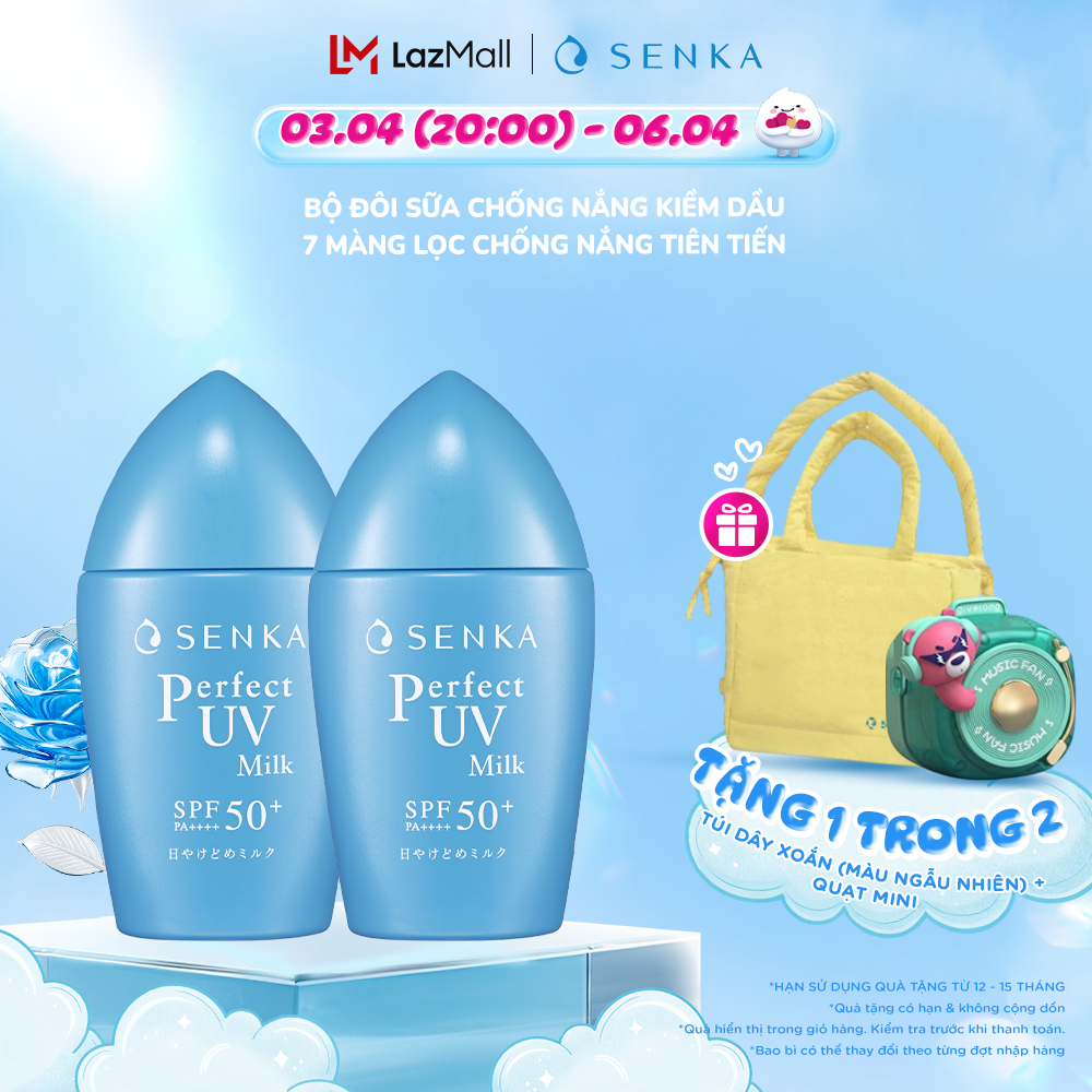 TIẾT KIỆM HƠN - Bộ 02 ​Kem chống nắng Kiềm Dầu dạng sữa Senka Perfect UV Milk 40ml