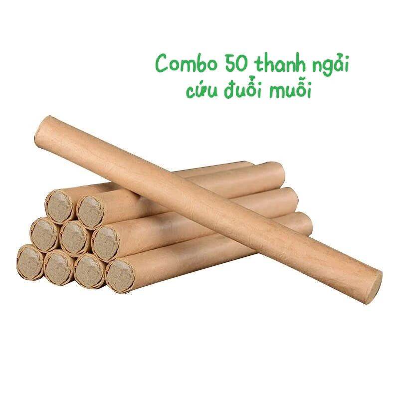 Combo 20/ 50 thanh ngải cứu đuổi muỗi xông phòng giảm stress tặng kèm đế cắm nhang bằng gỗ