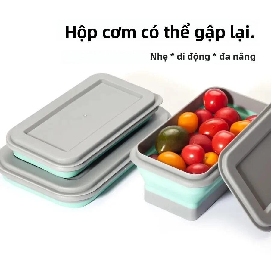 Bát Vuông Gấp Di Động Hộp Cơm Trưa Đa Năng Dành Cho Du Lịch, Đi Làm, Lưu Trữ Thực Phẩm Với Các Tính Năng Bảo Quản Độ Tươi