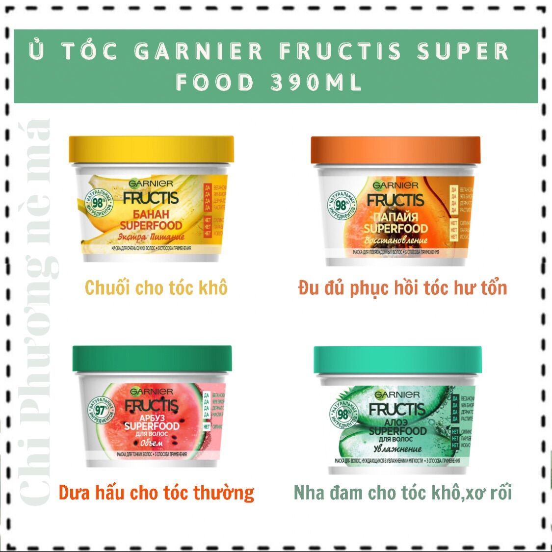 Ủ tóc garnier fructis superfood 390ml