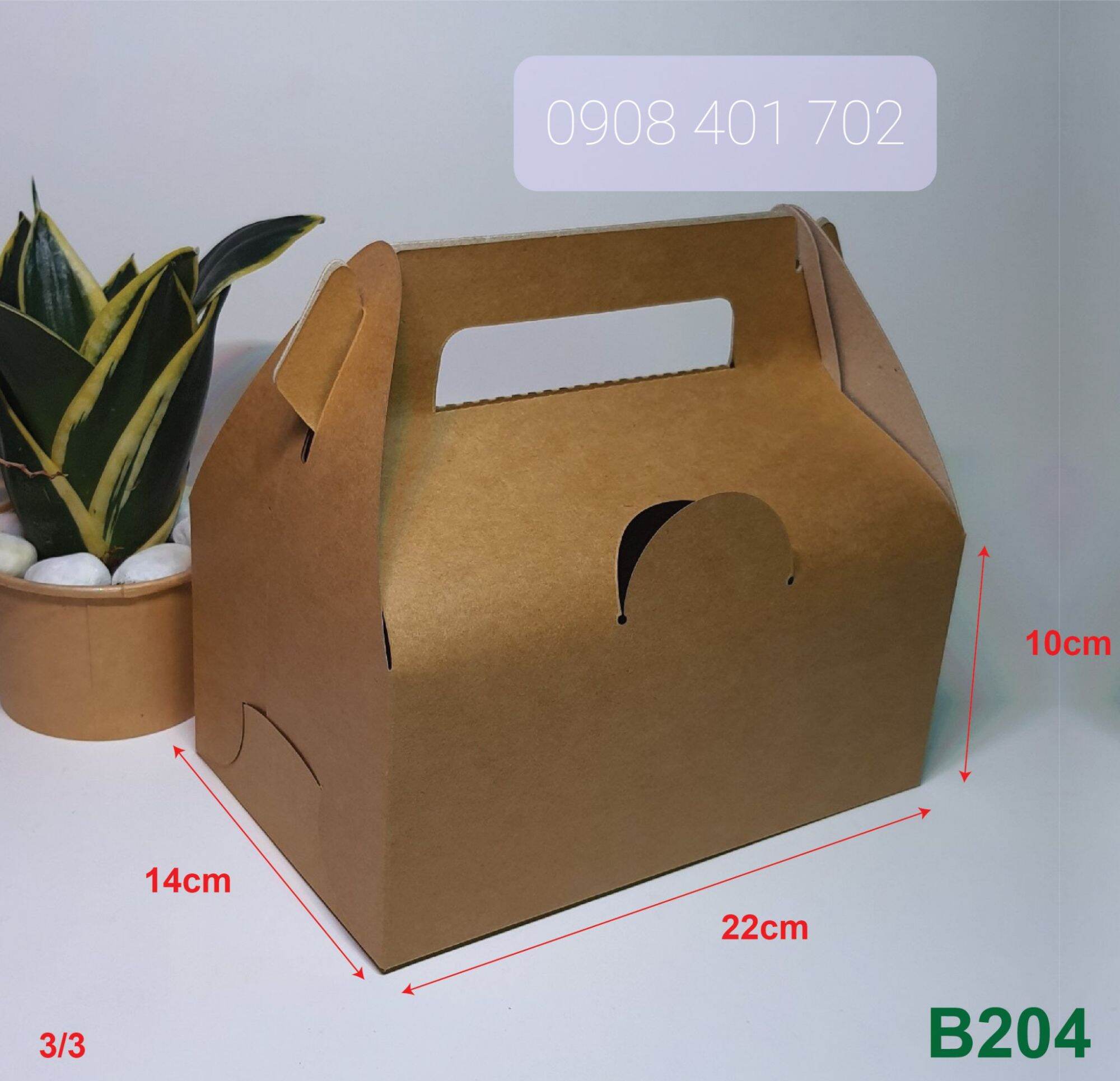 [ set 100 ] Hộp giấy kraft có quai xách