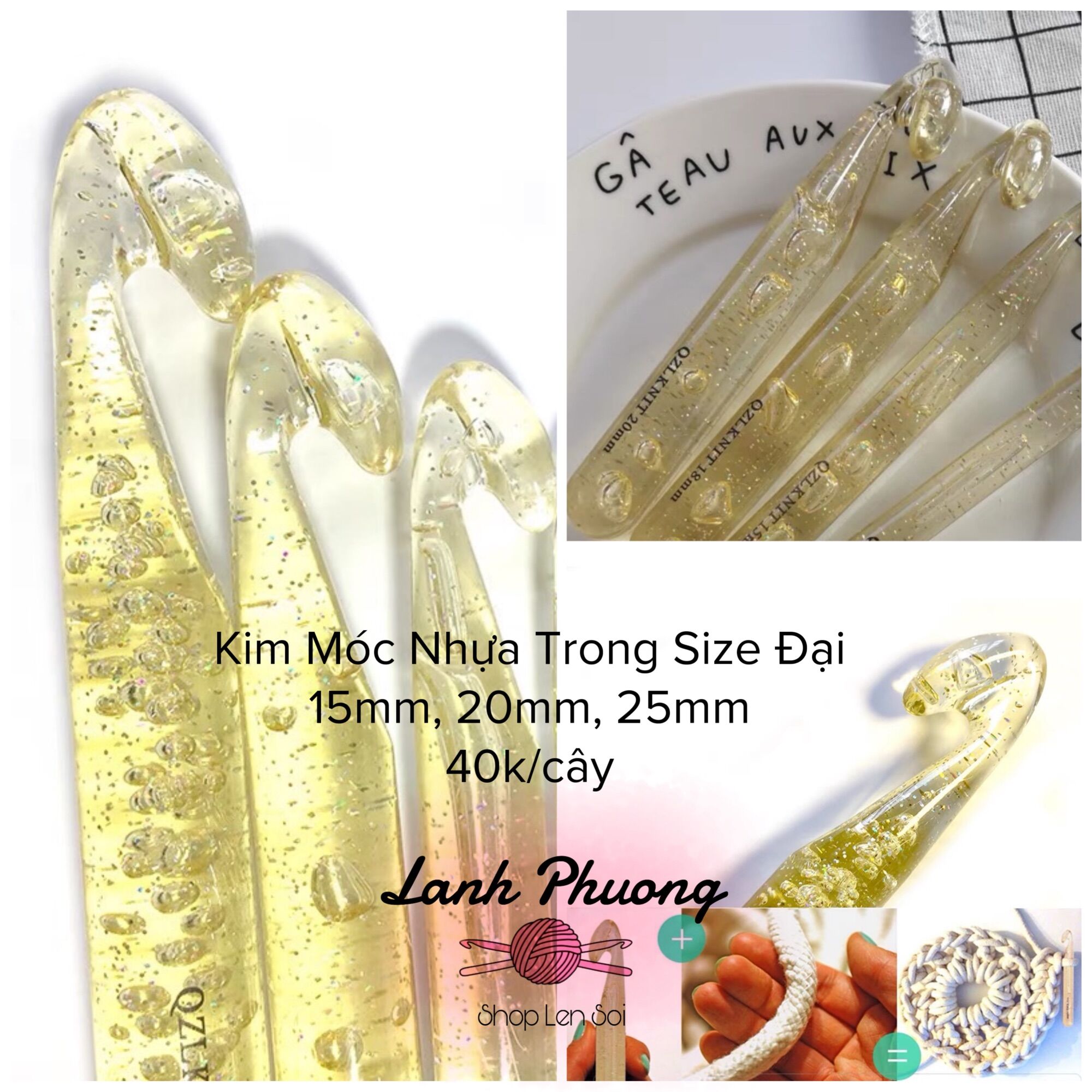 Kim móc len nhựa trong size đại