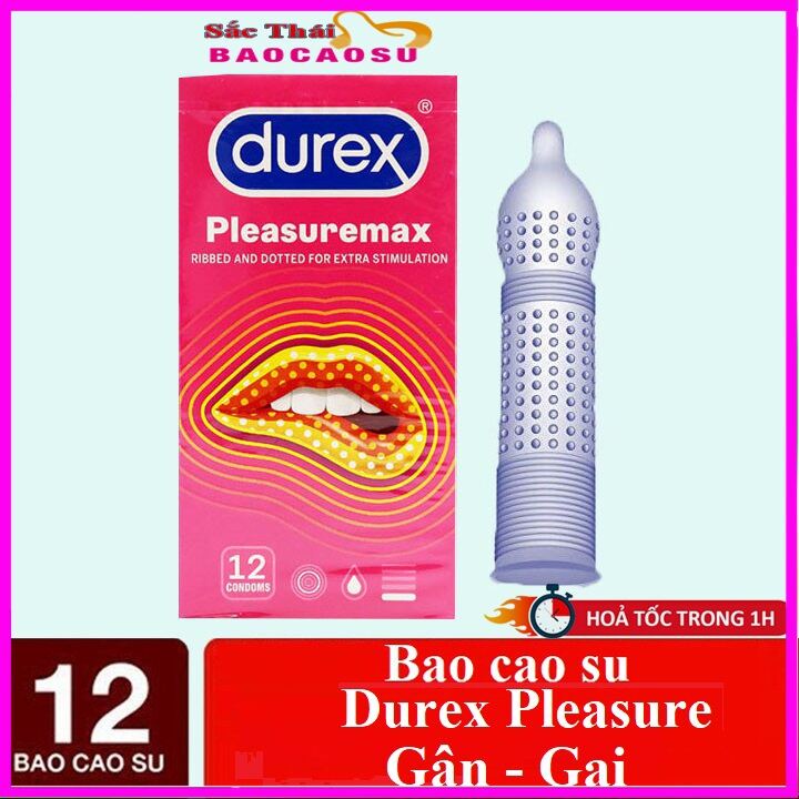 Bao cao su gai Durex Pleasuremax gân gai, tăng khoái cảm - hộp 12 bao