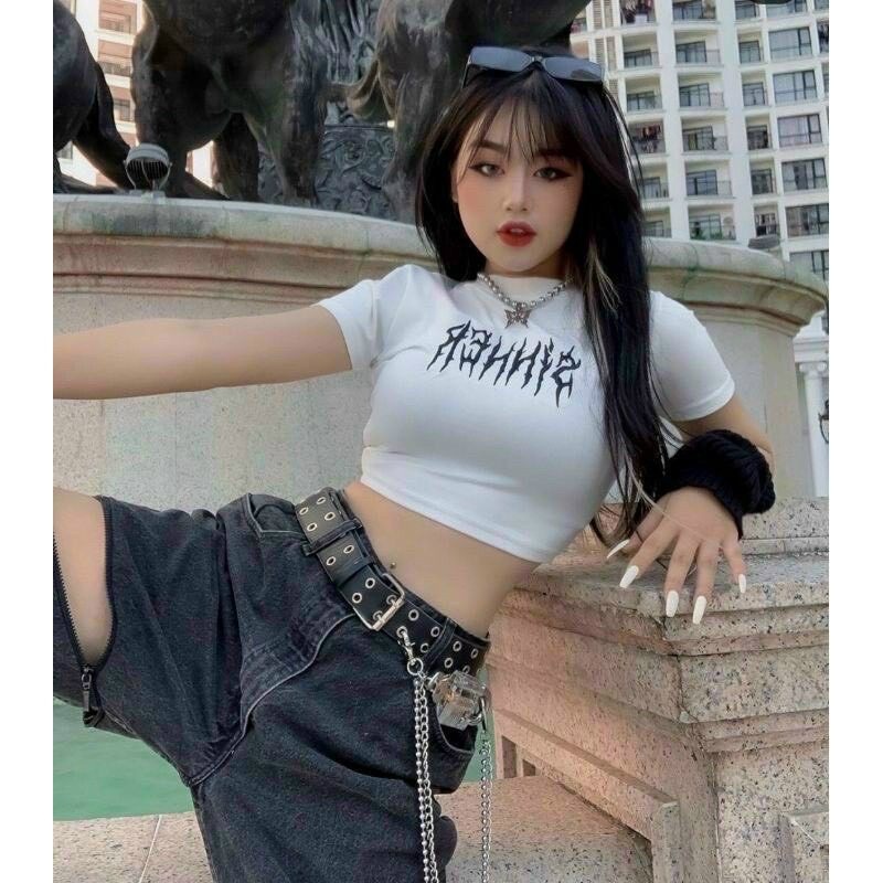 Áo croptop in chữ siêu ngầu sinner