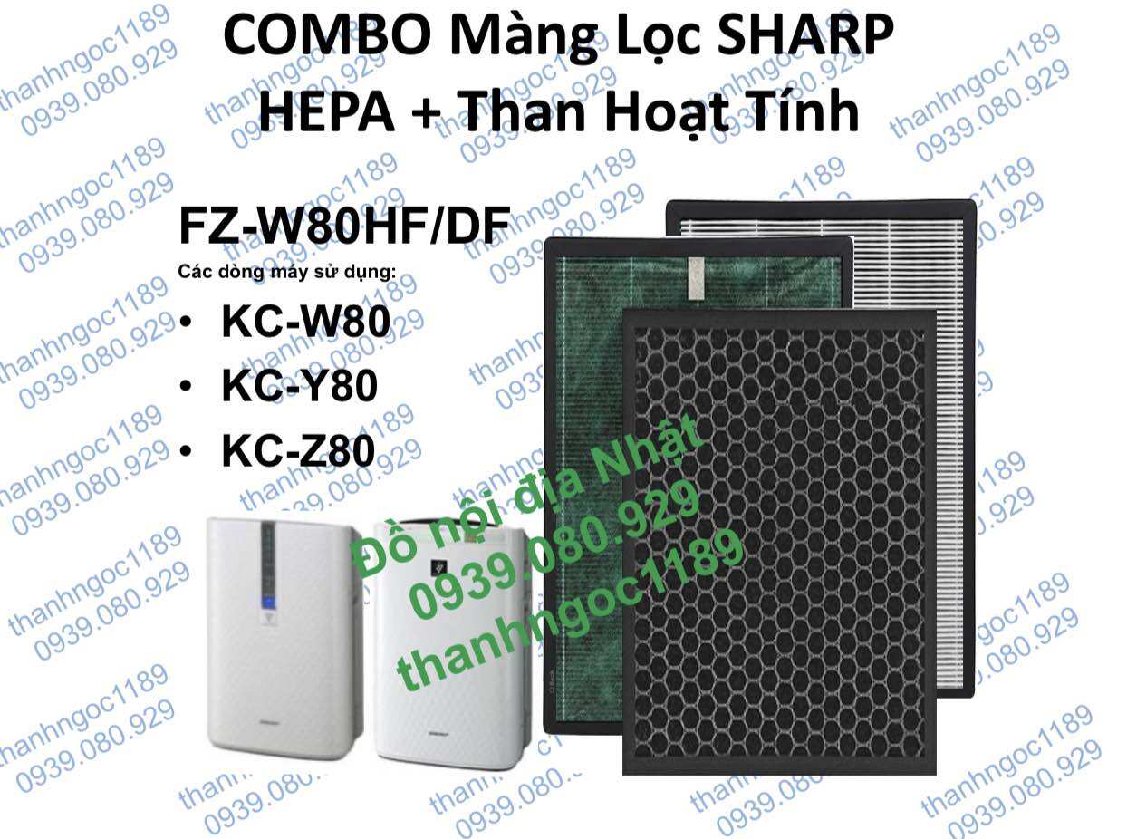 Combo Màng lọc Hepa+Than hoạt tính máy lọc không khí Sharp FZ-W80HF