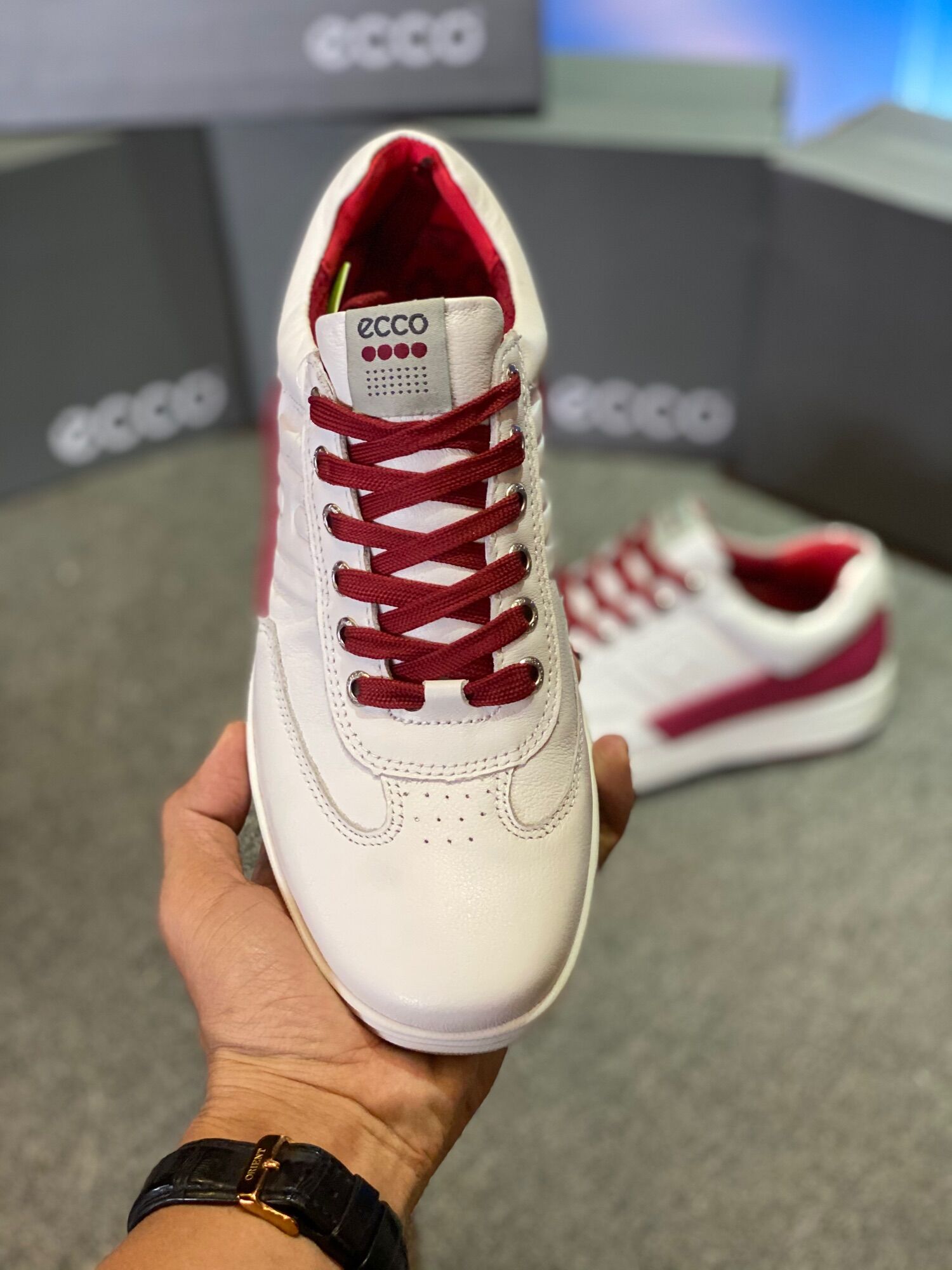 Giày Golf Nam Ecco M Golf Evo One-White/Red