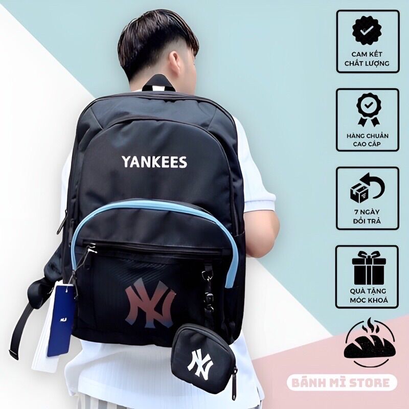 Balo mlb newyork yankees kid 2023 logo colorfull - bánh mì store - balo đi học nhiều ngăn chất liệu poly chống thấm