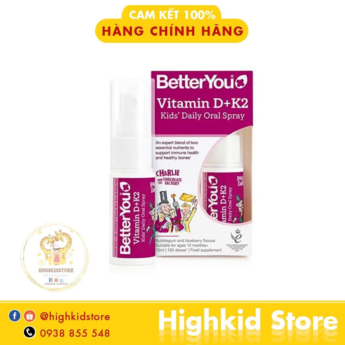 Vitamin d + k2 dạng xịt better you 15ml từ 1y+