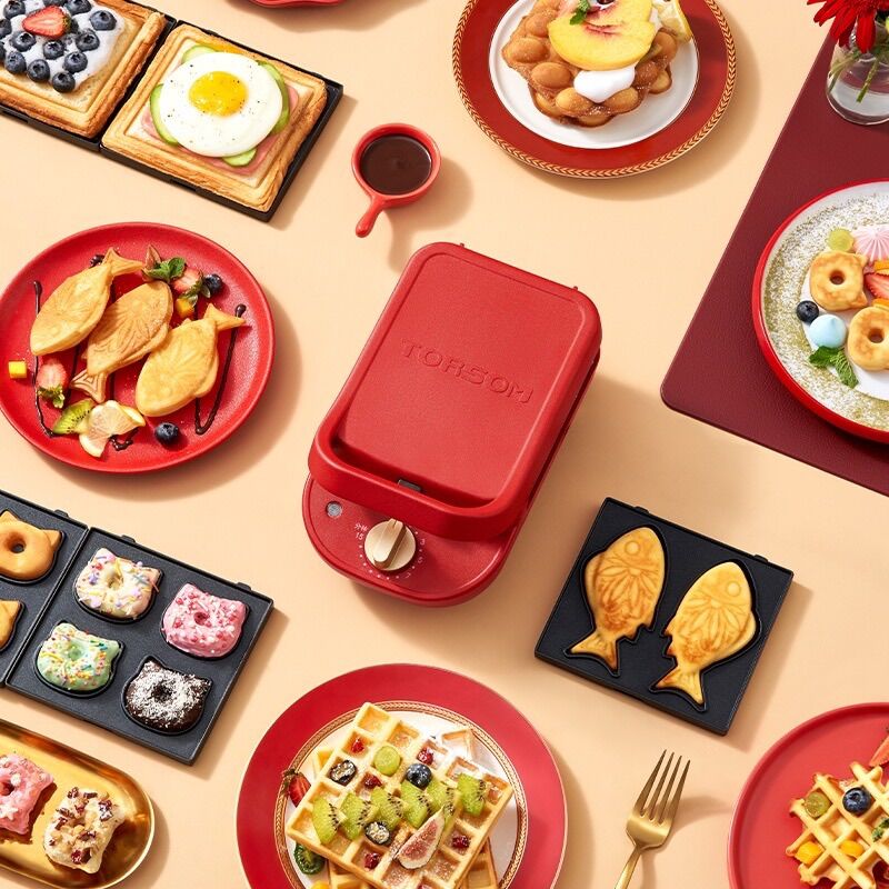 Máy làm bánh đa năng, kẹp bánh sanwich Torsom kèm 5 khuôn