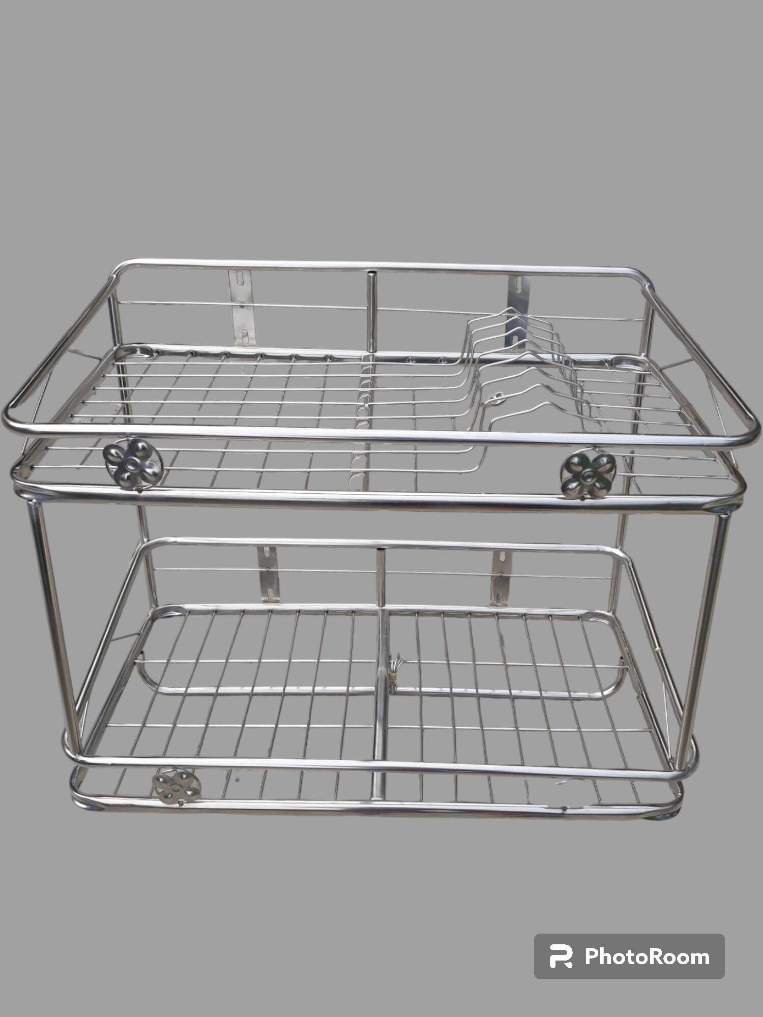 KỆ TREO TƯỜNG KỆ ÚP CHÉN BÁT INOX 2TẦNG CÓ ĐĨA CÓ MÓC LÙA +GIỎ ĐŨA