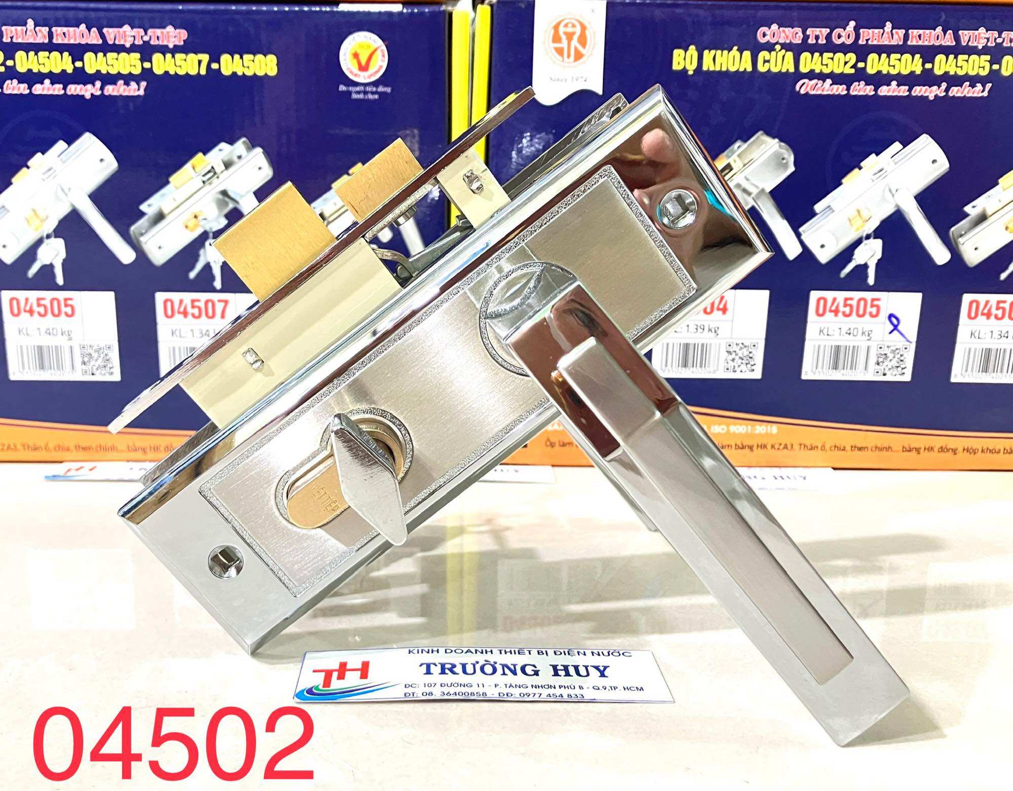 [chính hãng] 04502 Khoá cửa phòng cao cấp Việt Tiệp dùng cửa gỗ, sắt hộp 4x8cm - bảo hành 3 năm