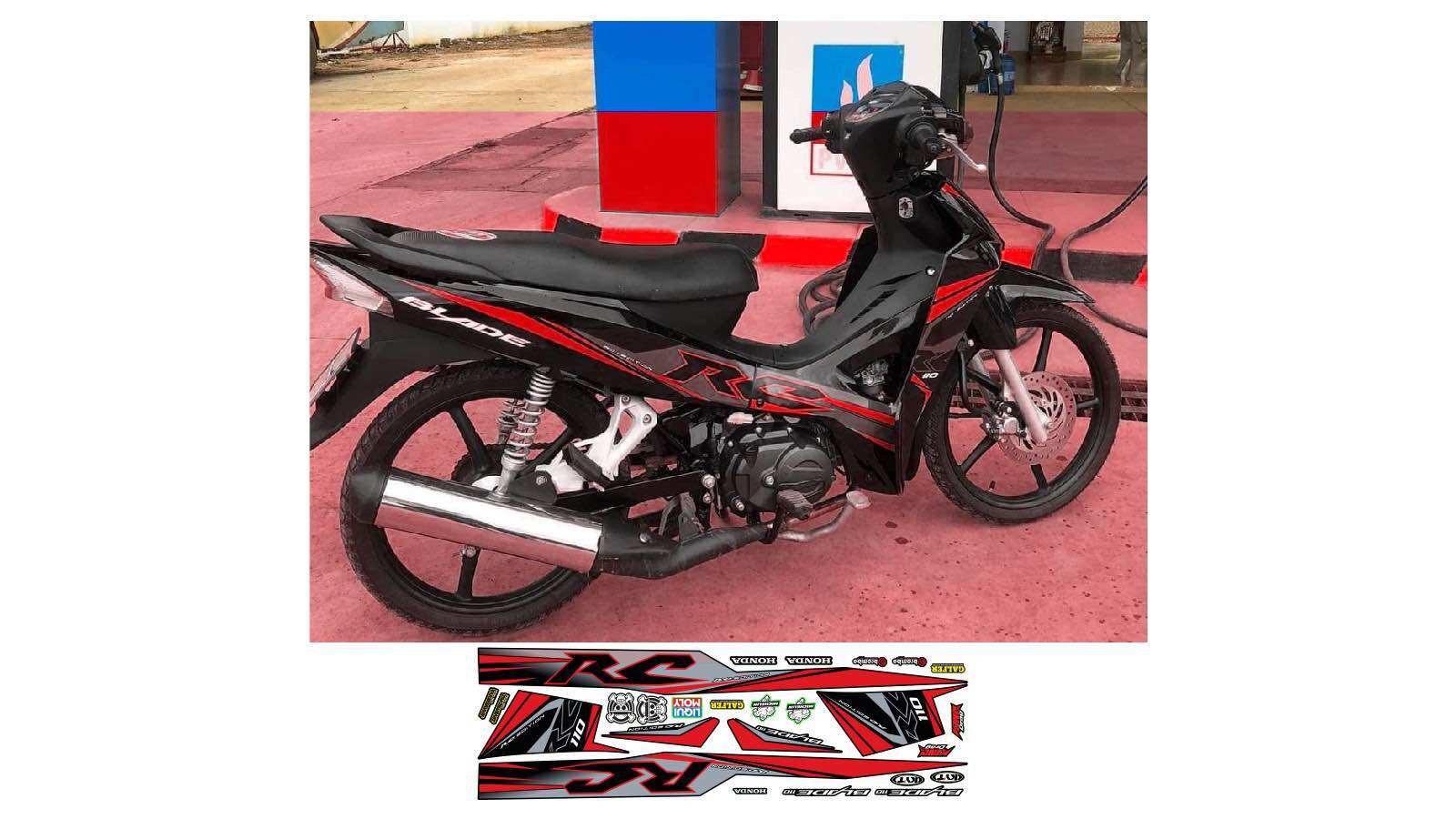 Tem xe blade mẫu chế rc đỏ đen xám