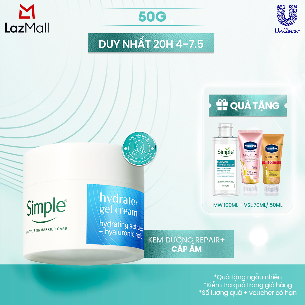 [MỚI] Kem Dưỡng Simple Repair+ 50ml Cải Thiện Hàng Rào Bảo Vệ Da Sau 2 Giờ - cấp ẩm
