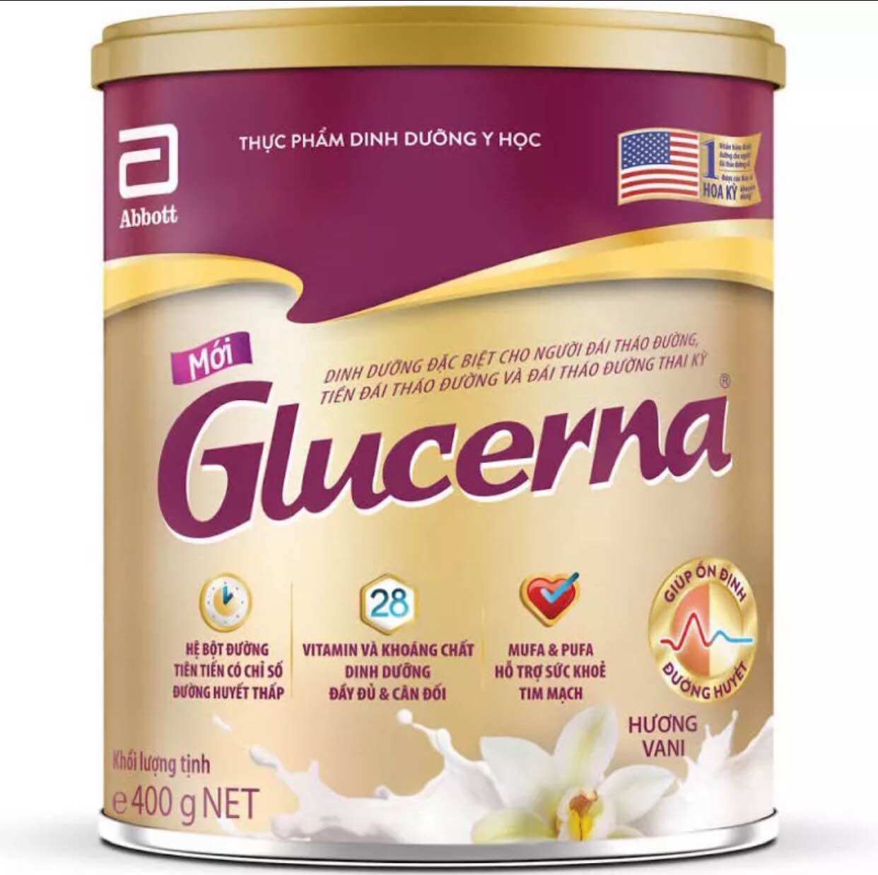 Lon sữa glucerna 380g hương vani date mới t2/2026