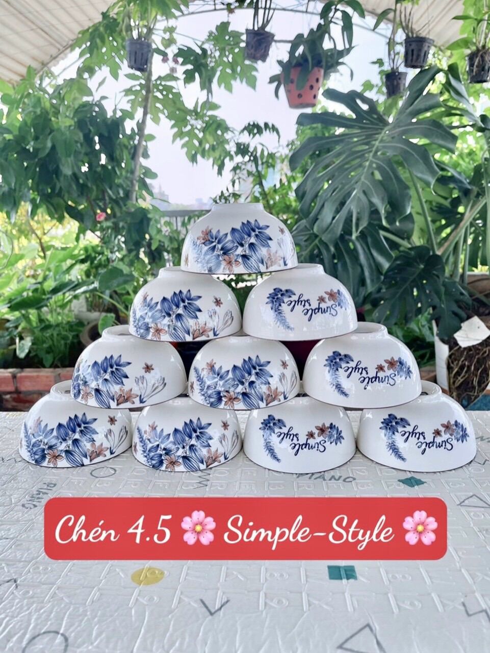 Bộ 10chén bát sứ ăn cơm 4d cao cấp phong cách hàn quốc
