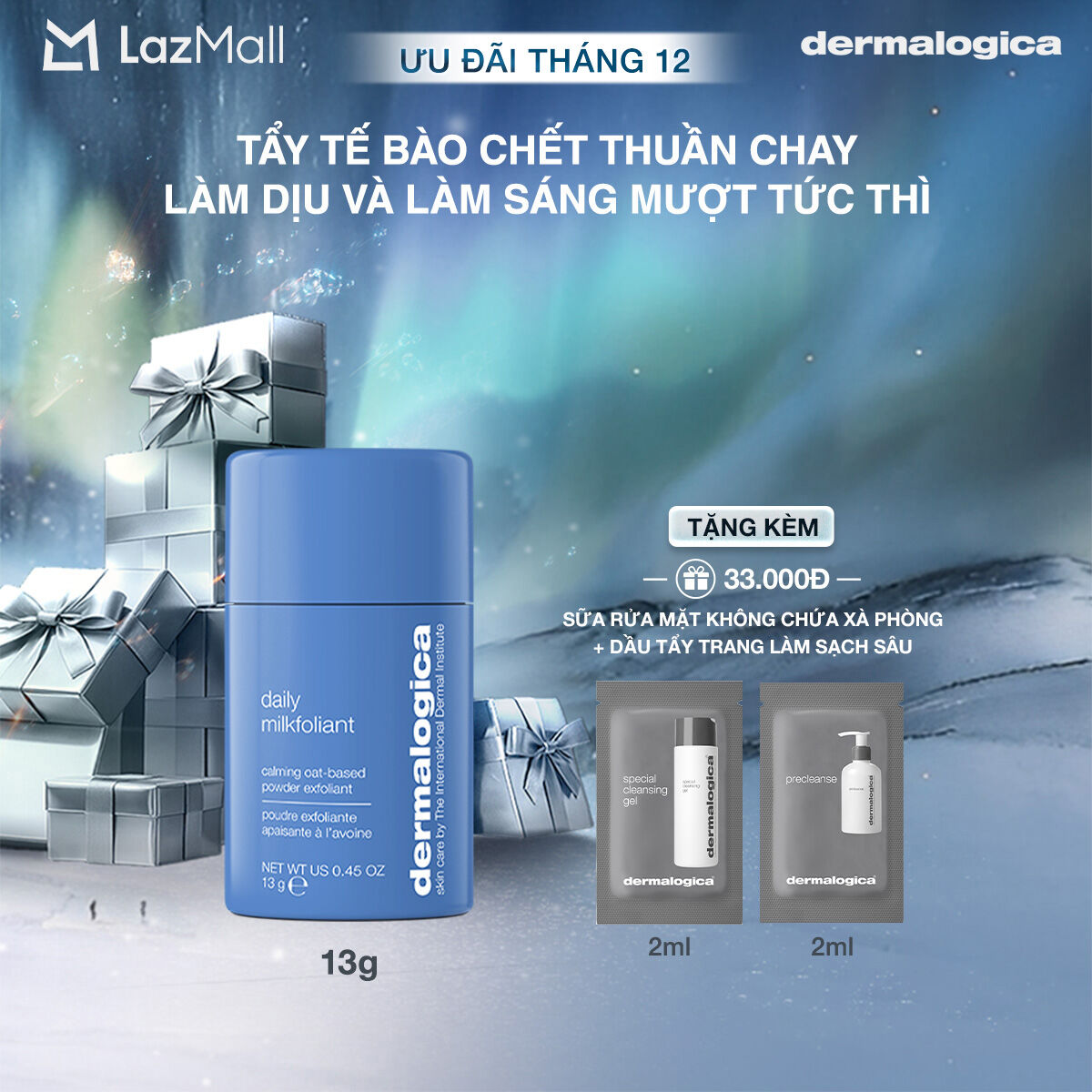  Mới! Tẩy tế bào chết Dermalogica Daily Milkfoliant 13g làm dịu và làm sáng mượt tức thì 