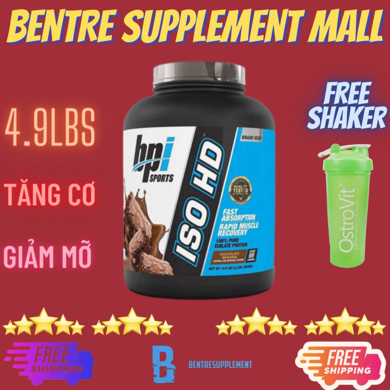 BPI ISO HD ISOLATE PROTEIN - SỮA WHEY HỖ TRỢ TĂNG CƠ BẮP (5 LBS)