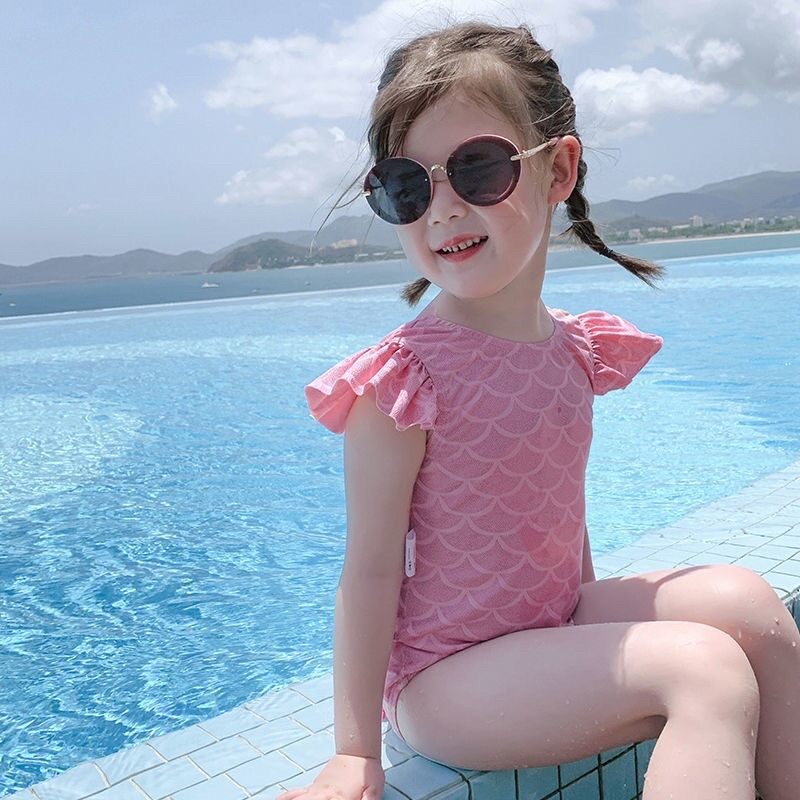 Bộ đồ bơi bikini 👙👙 áo tắm Hồng liền thân 🎀🎀 lưng cho bé gái, bộ bơi 1 mảnh liền thân bé gái