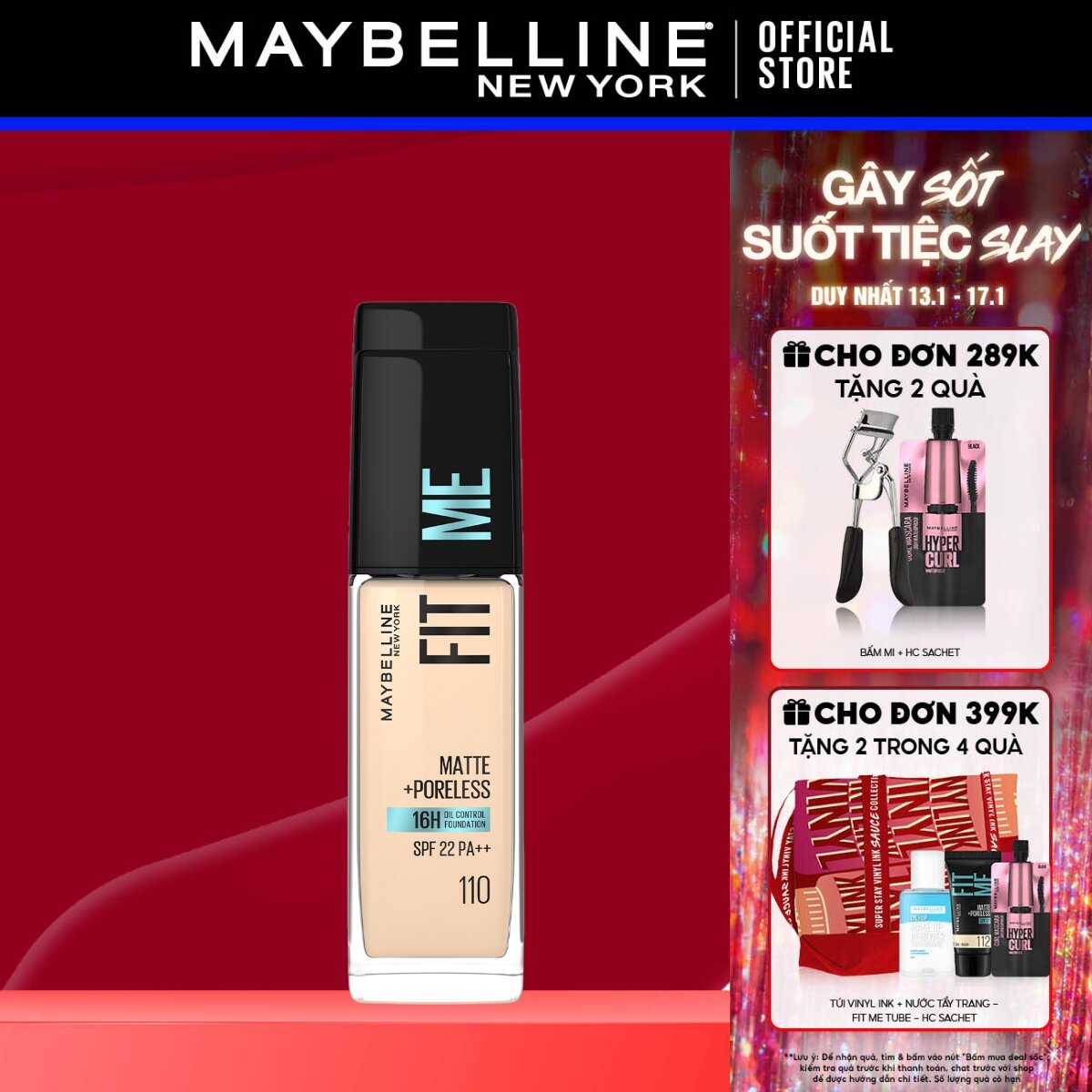 Kem Nền Mịn Nhẹ Kiềm Dầu Chống Nắng Fit Me Maybelline New York Matte Poreless Foundation SPF 22 30ml