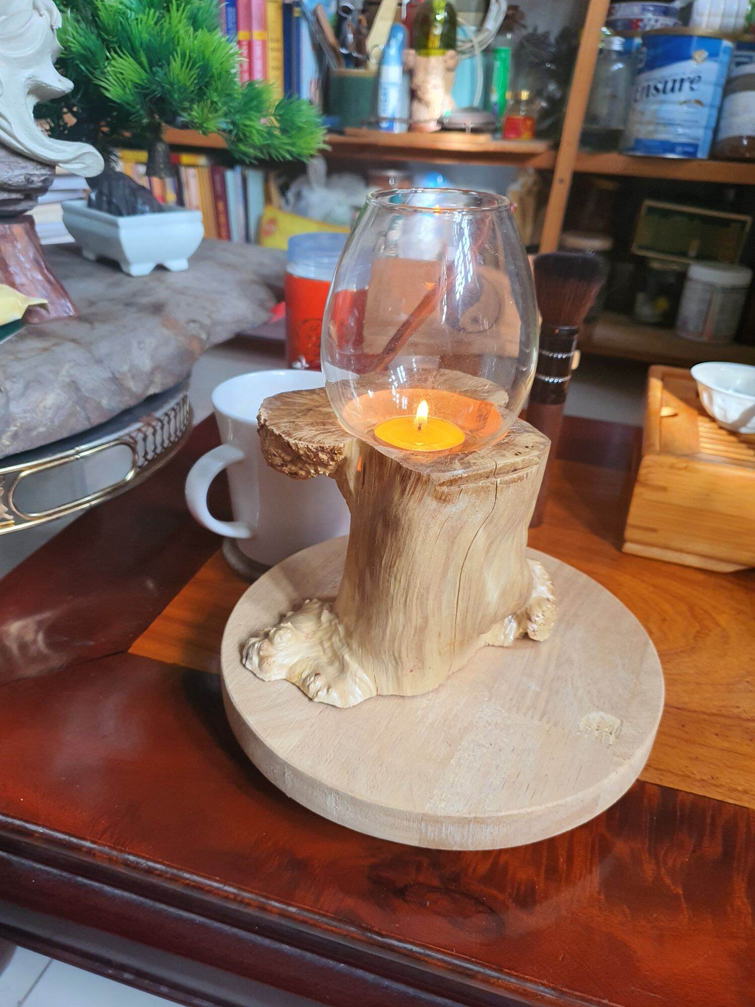 chân nến gỗ cafe