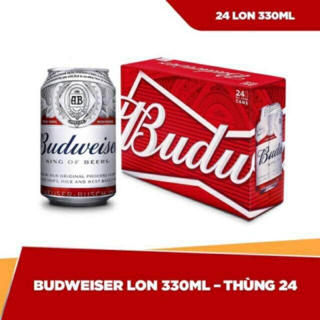 Bia Budweiser lon 330ml. Date 11/2021