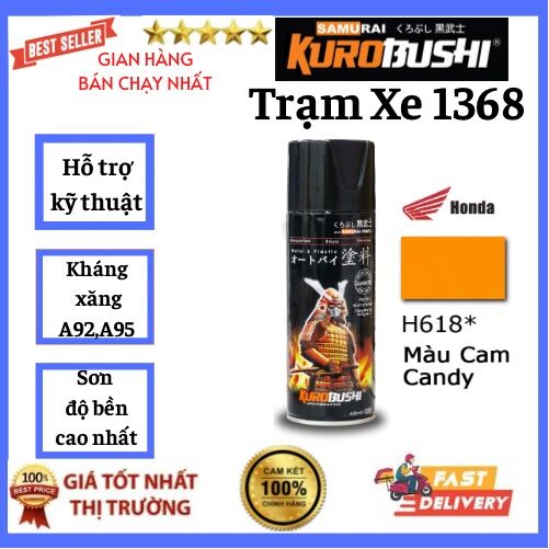 (Combo tùy chọn) Sơn xịt Samurai màu Cam candy H618 400ml (nên sơn trên nền bạc) sơn Nhật, kháng xăng chống nứt nẻ có vòi phun chống chảy
