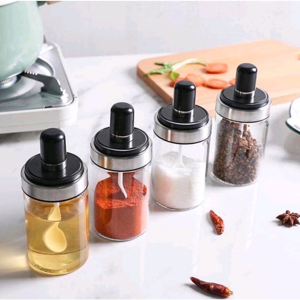 Hũ đựng gia vị thủy tinh - lọ đựng gia vị 250 ml kèm thìa thông minh