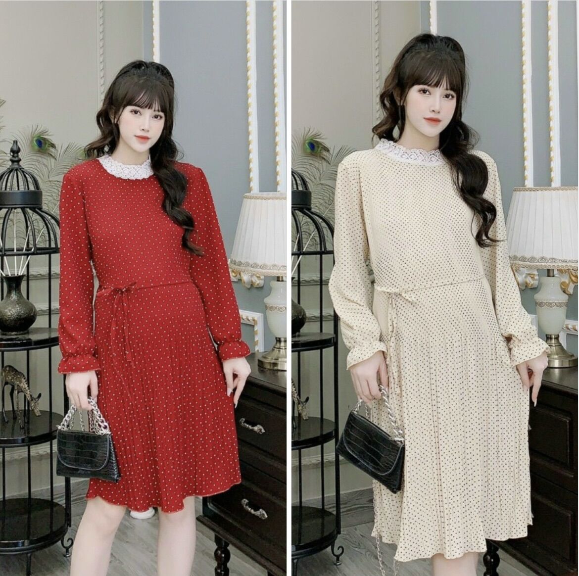 Đầm bầu công sở dài tay màu thu thời trang