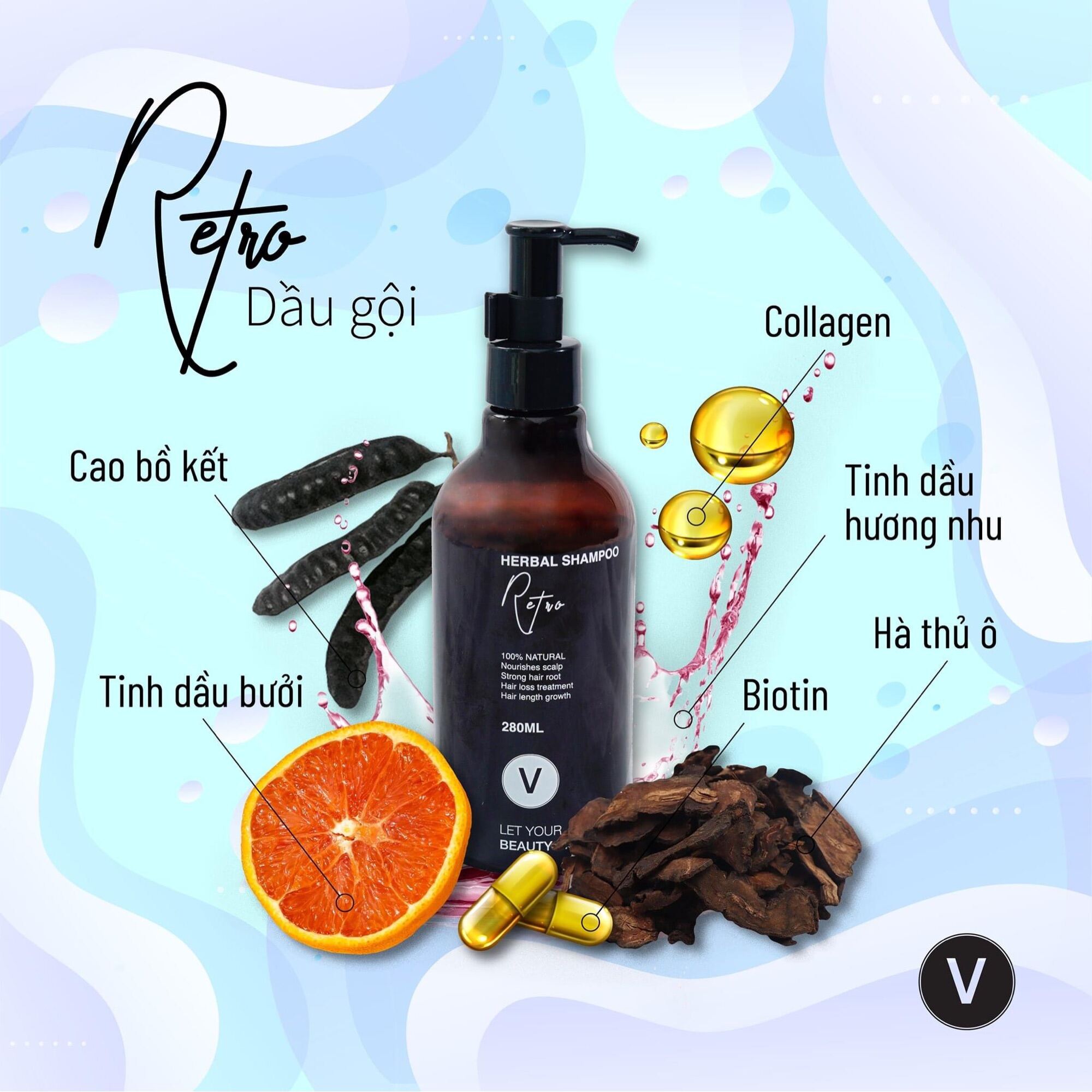 Dầu Gội Retro — Giảm Rụng Giảm Gàu Mọc Tóc Nhanh Dài Dày — Vyvyhaircare