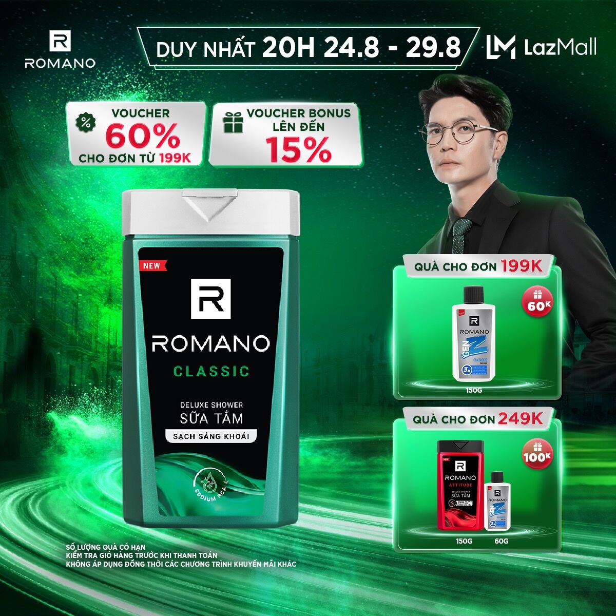 Sữa tắm hương nước hoa Romano Classic 180g