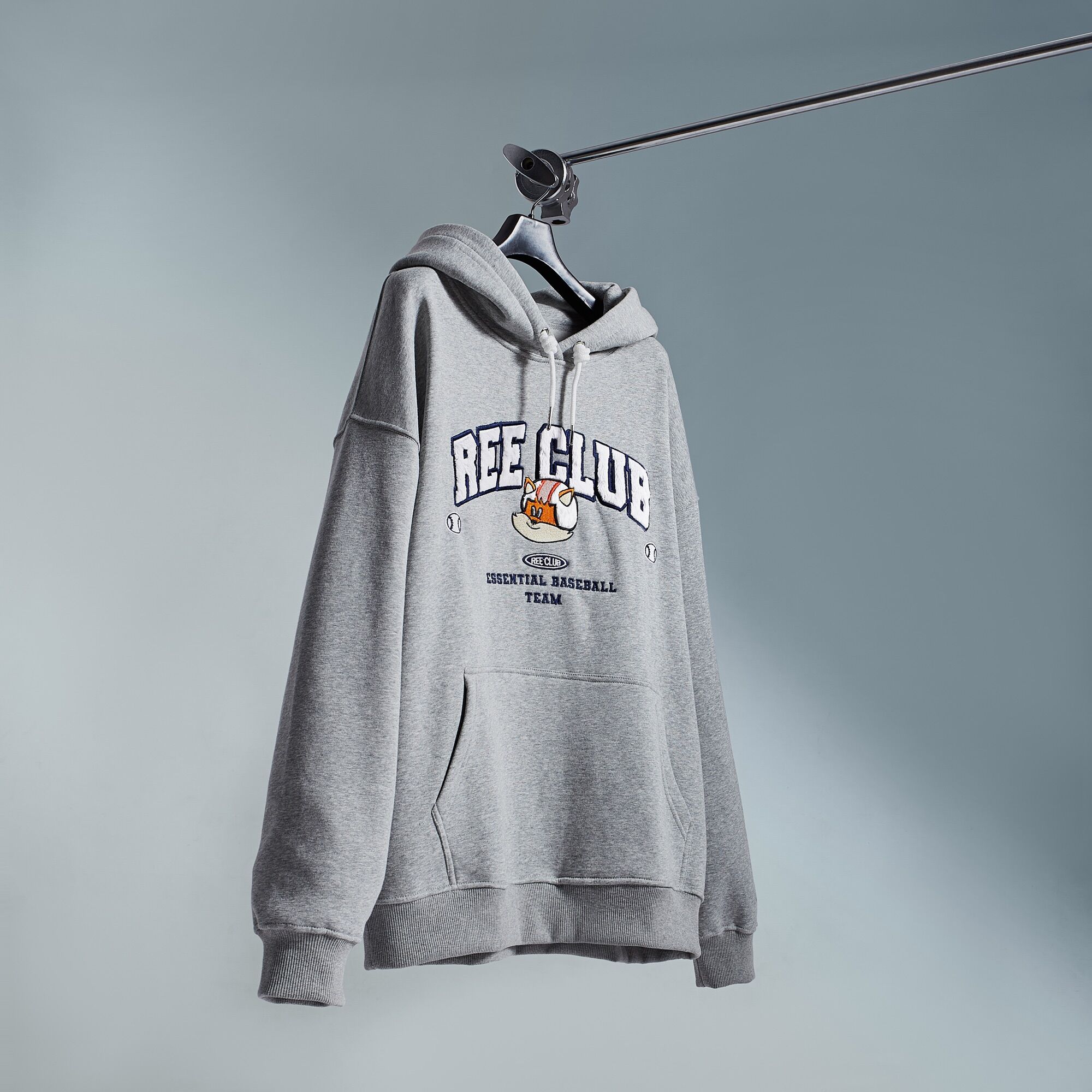 ÁO HOODIE REE CLUB MÀU XÁM - THÊU BÔNG