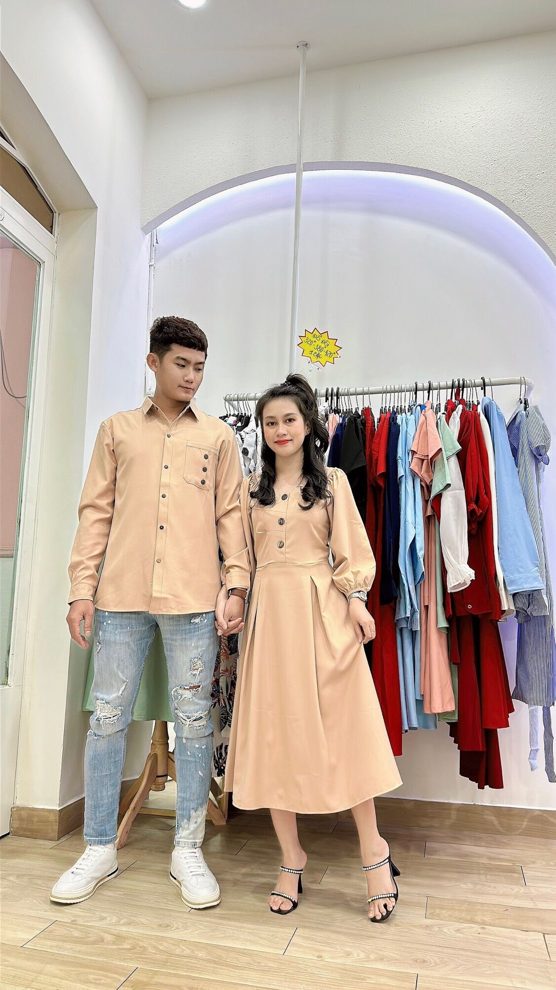 Áo váy đôi, đồ đôi nam nữ kiểu đơn giản, trẻ trung, dễ mặc (kèm ảnh thật)