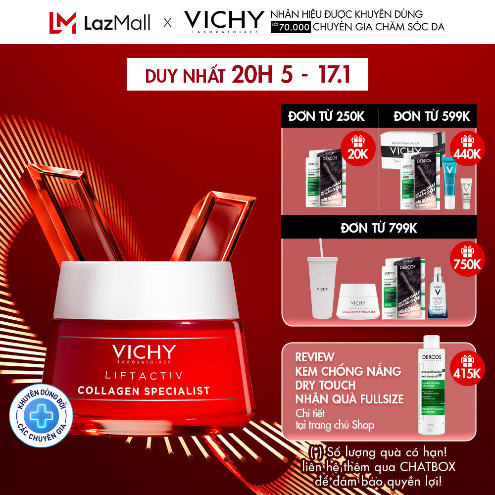 Kem dưỡng ngăn ngừa dấu hiệu lão hóa và làm săn chắc da Vichy Liftactiv Collagen Specialist 50ml