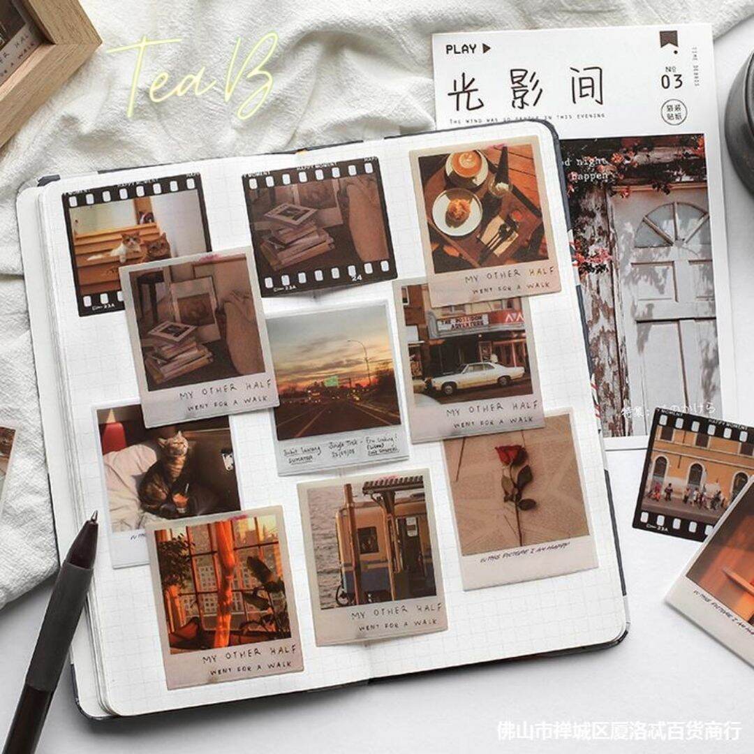 Bộ 40 sticker (miếng dán) in ảnh chụp phong cách cổ điển trang trí (Tea.B_ST33)