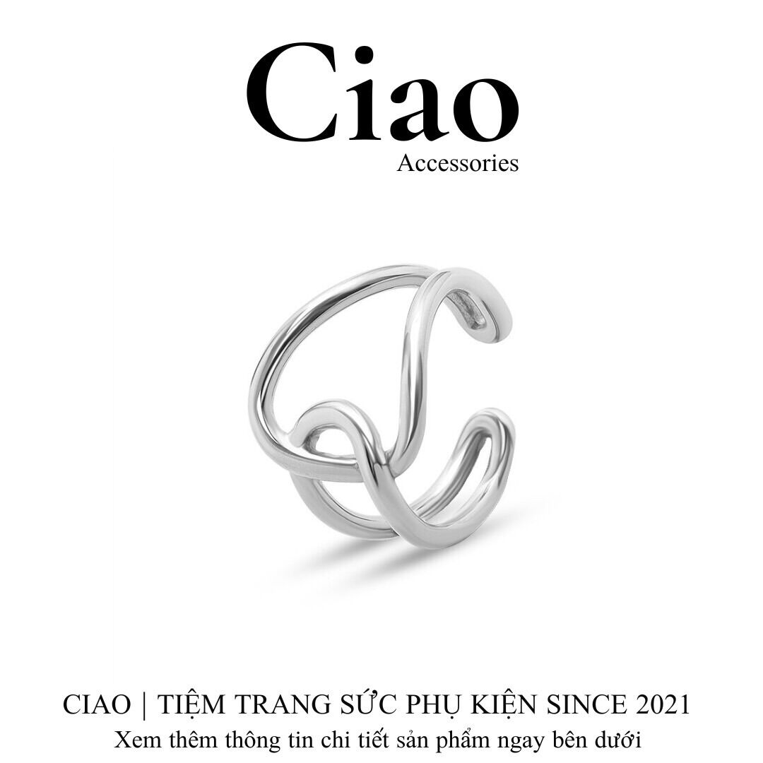 Nhẫn mạ bạc S925 thiết kế hoạ tiết xoắn mã 28 trendy Ciao accessories