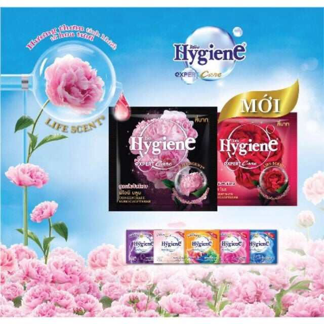 Nước Xả Vải Đậm đặc Hygiene Thái Lan thơm mát hương hoa gói 20ml