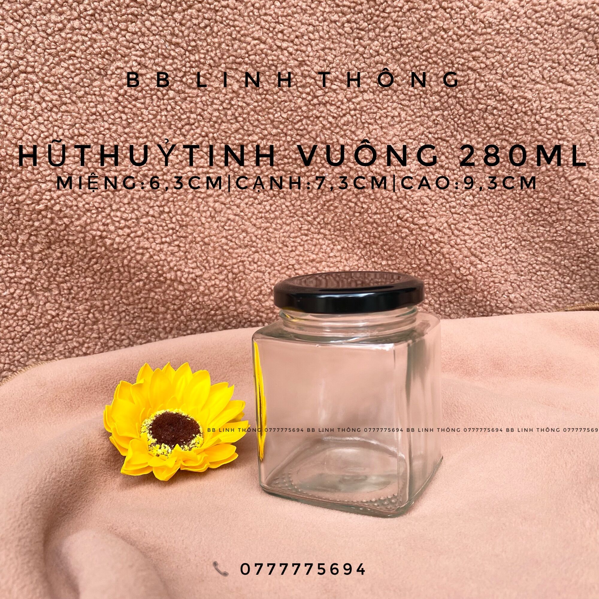 10 Hũ thuỷ tinh vuông nắp thiếc 280ml