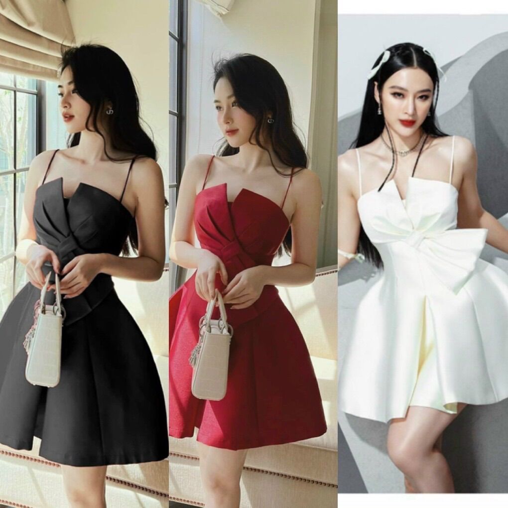 Đầm nơ chéo dáng xoè có mút