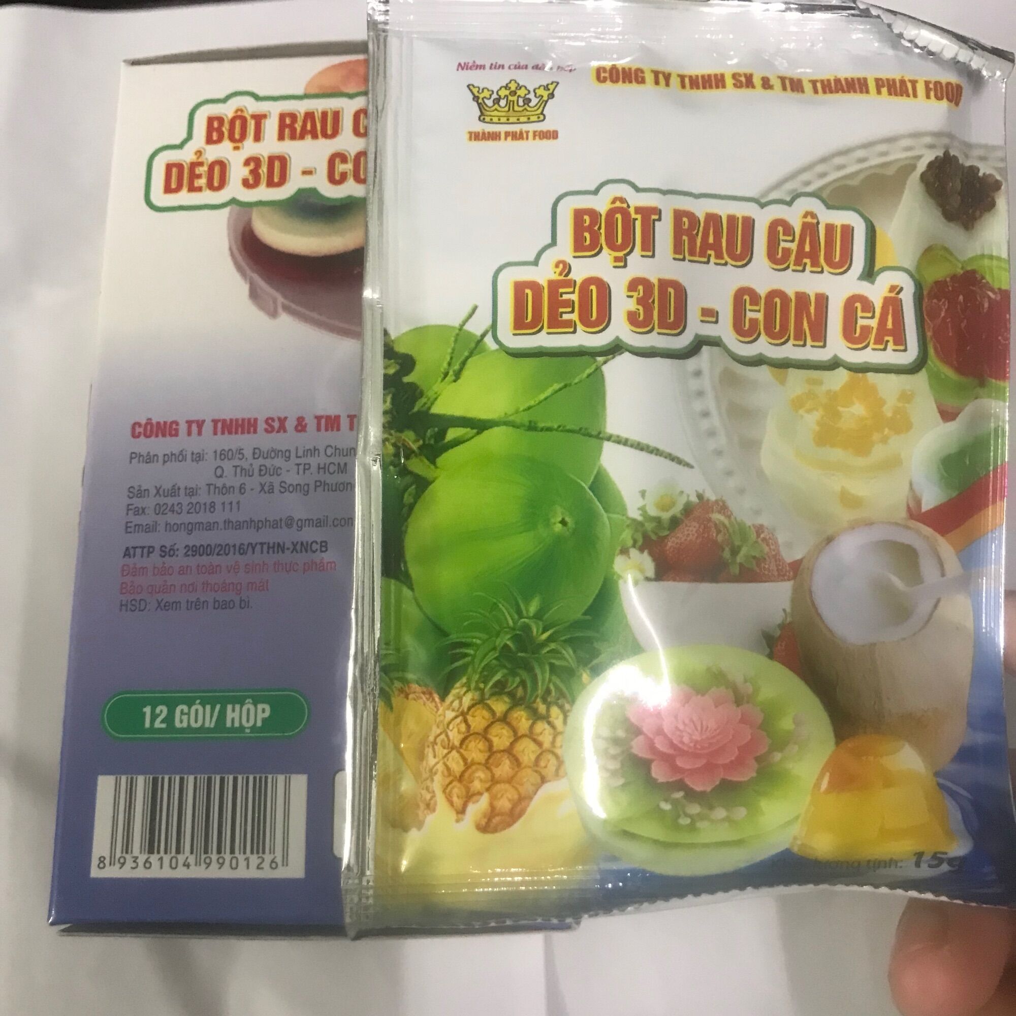 Bột rau câu dẻo 3D con cá gói nhỏ 15g