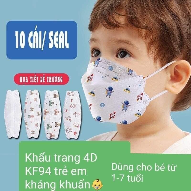 Khẩu trang 4d kf94 cho bé 1tuổi-10tuổi