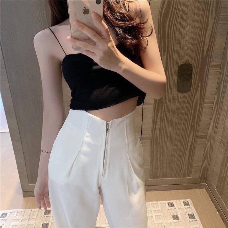 Quần ống rộng khoá đồng ma - quần xuông khoá đồng sang chảnh -quần xuông khóa giữa cao cấp