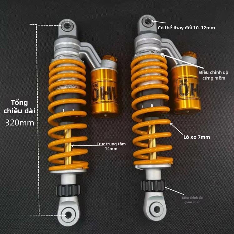 Adjustable Damping Rear Shock Absorber 320mm Giá 3,177,000 Đồng*Miễn phí vận chuyển