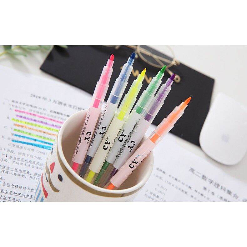 Set 6 bút dạ quang, bút highlight có 2 đầu